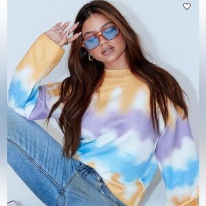 Princess Polly Maya Oversized Multi Color Tie Dye Sweater Size Small/Med NWT